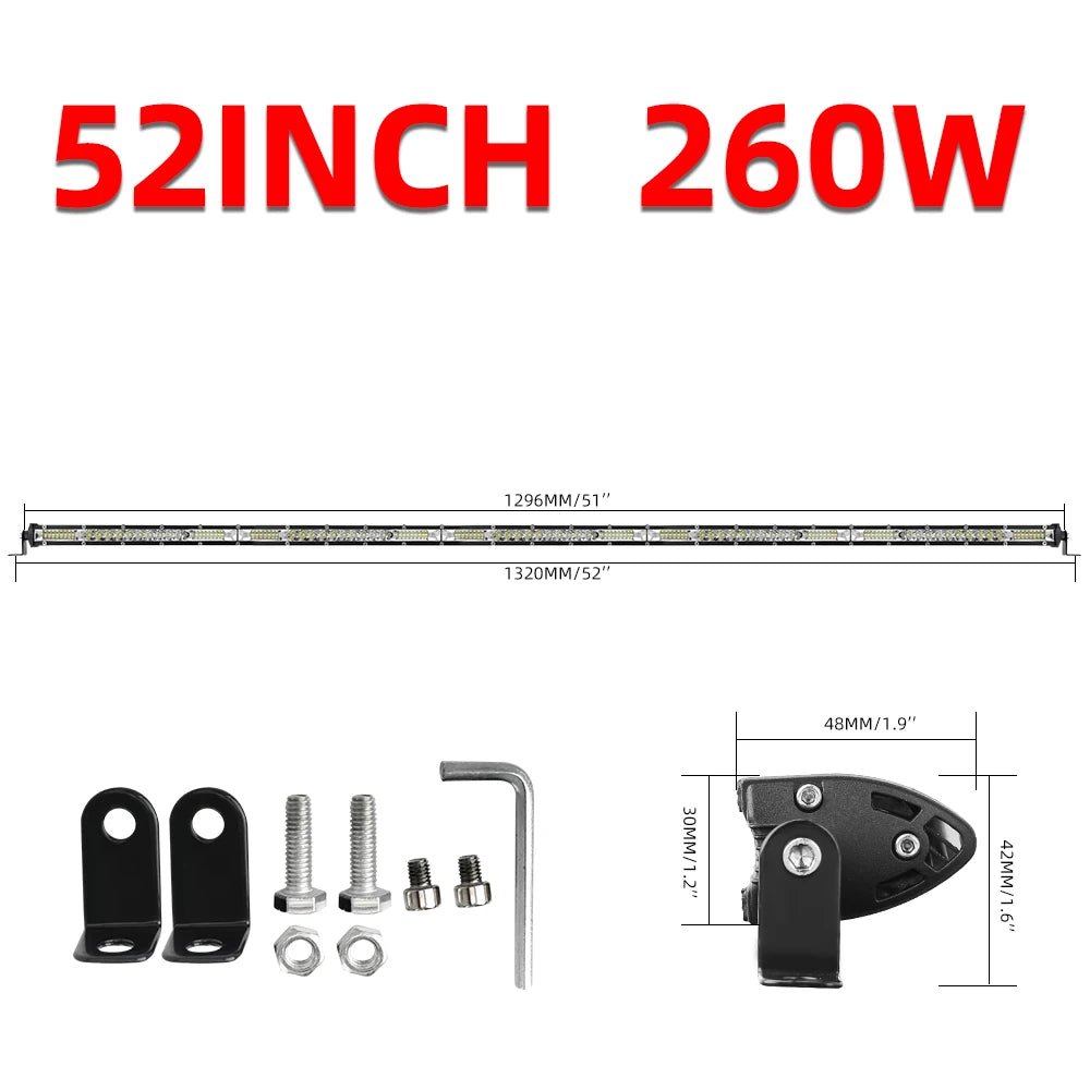 Rugged Road 10D LED Light Bar – Ultra Bright 4x4 Offroad Driving Lights (20–30 inch)
