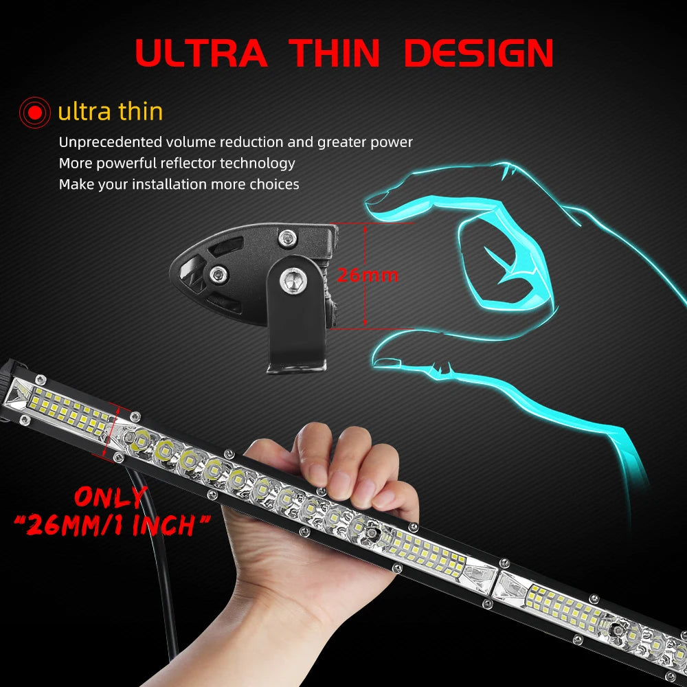 Rugged Road 10D LED Light Bar – Ultra Bright 4x4 Offroad Driving Lights (20–30 inch)