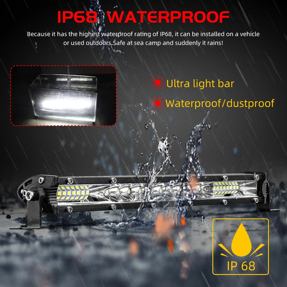 Rugged Road 10D LED Light Bar – Ultra Bright 4x4 Offroad Driving Lights (20–30 inch)