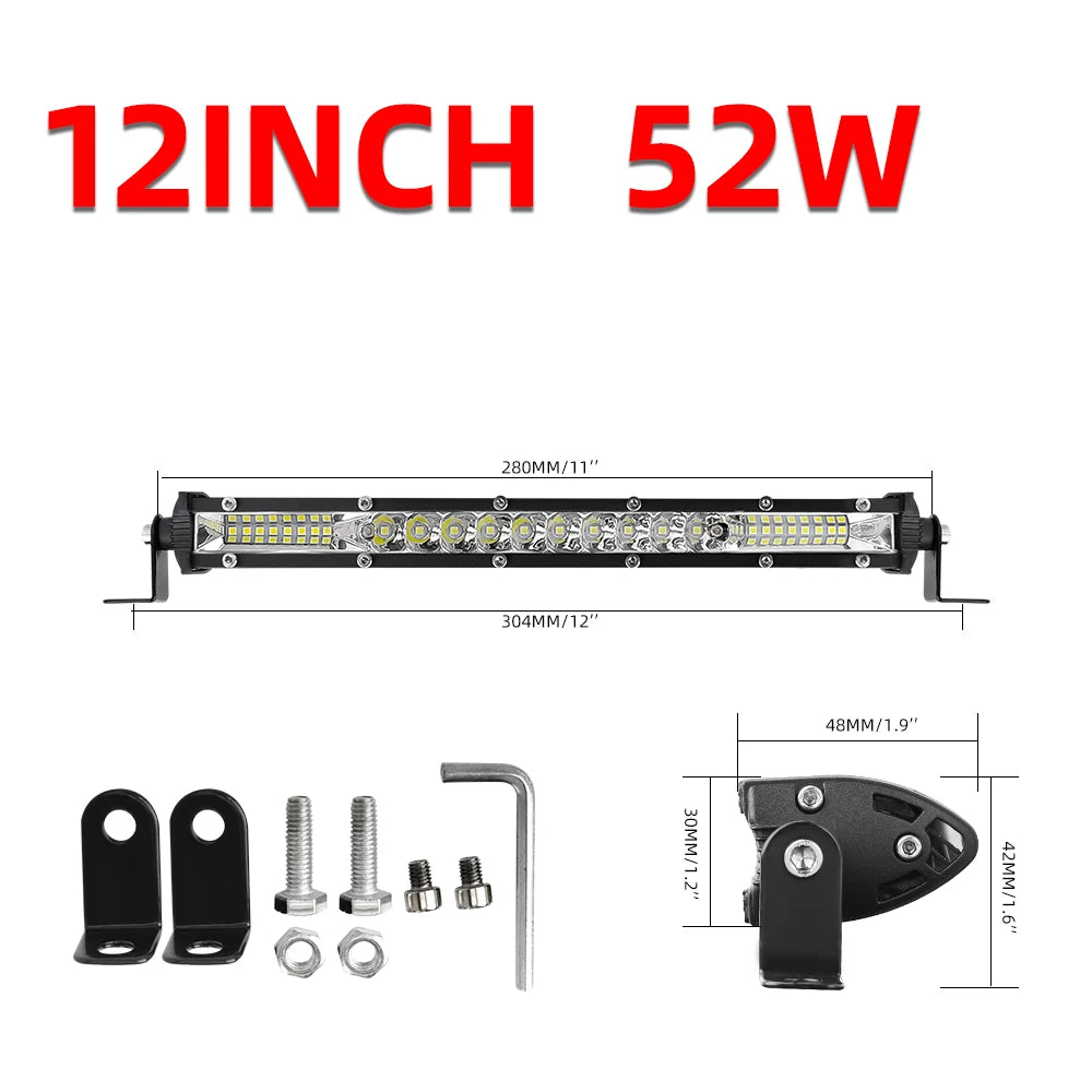 Rugged Road 10D LED Light Bar – Ultra Bright 4x4 Offroad Driving Lights (20–30 inch)