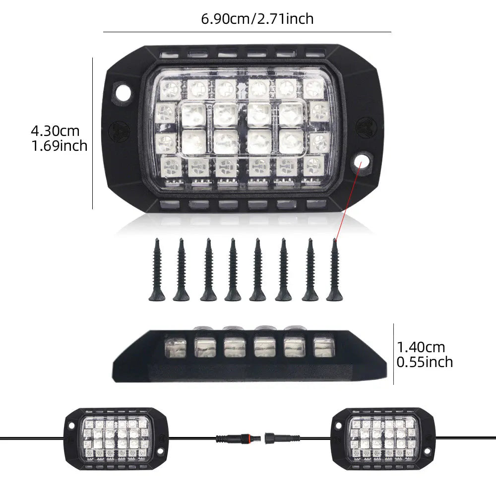 Rugged Road RGB LED Rock Lights Kit – Waterproof Underglow for 4WD, Utes & Trucks (App Controlled)