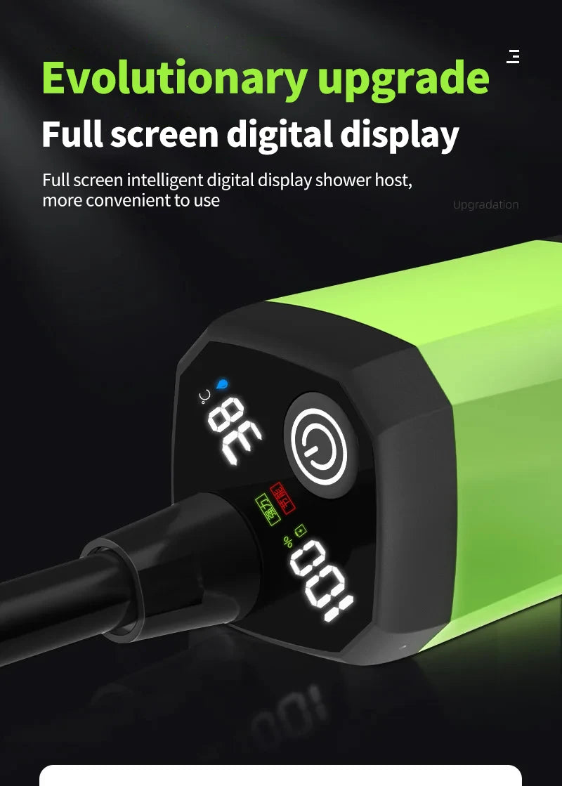 Rugged Road camping shower pump with Full Screen Intelligent Digital Display Adjustable 6000mAh Shower Kit