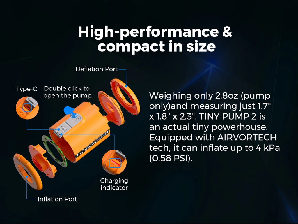 Tiny Portable Air Pump – Ultra-Compact Camping & 4WD Inflator (Rechargeable + LED Light Option)