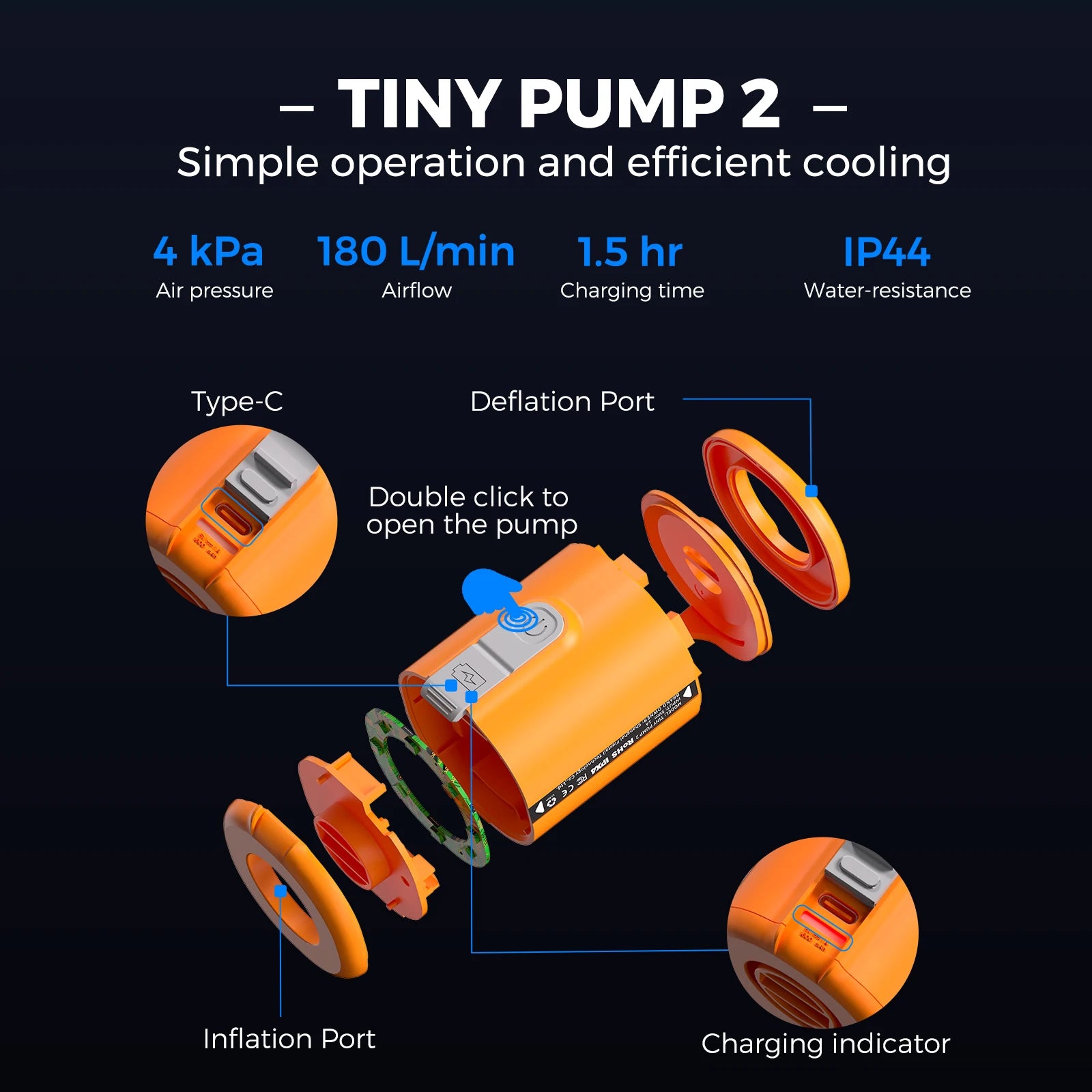 Tiny Portable Air Pump – Ultra-Compact Camping & 4WD Inflator (Rechargeable + LED Light Option)