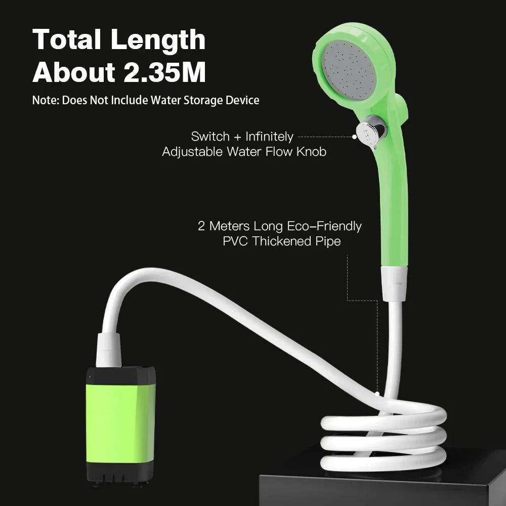 Rugged Road camping shower pump with Full Screen Intelligent Digital Display Adjustable 6000mAh Shower Kit