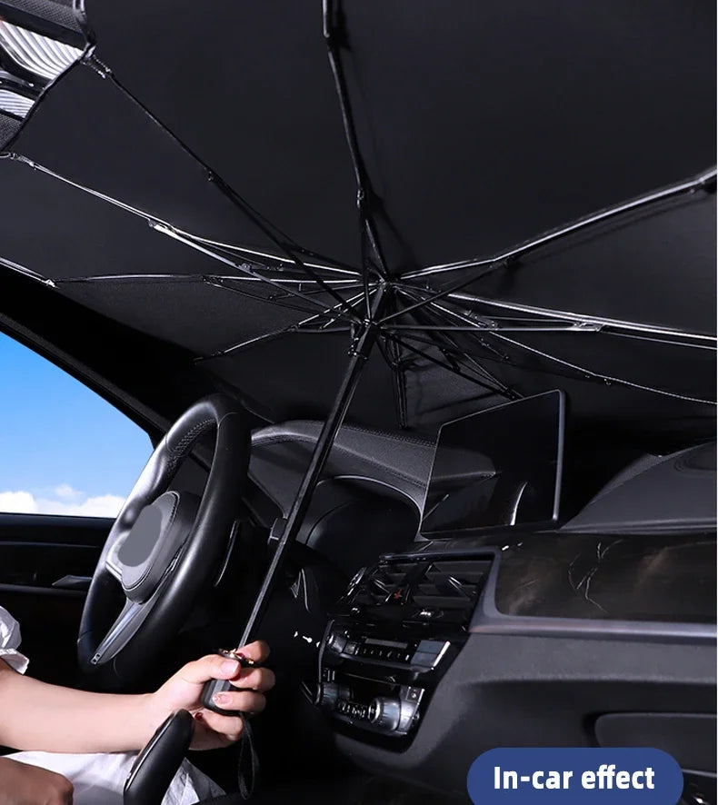 Rugged Road Foldable Car Windshield Sun Shade – Heat Blocking UV Protector (Fits Most Cars)