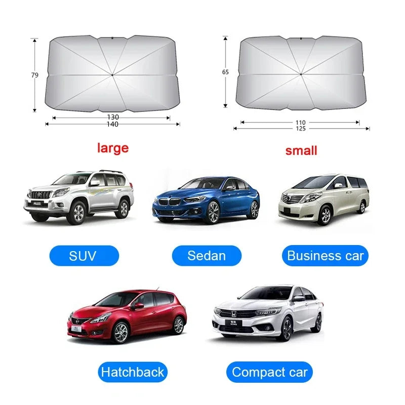 Rugged Road Foldable Car Windshield Sun Shade – Heat Blocking UV Protector (Fits Most Cars)