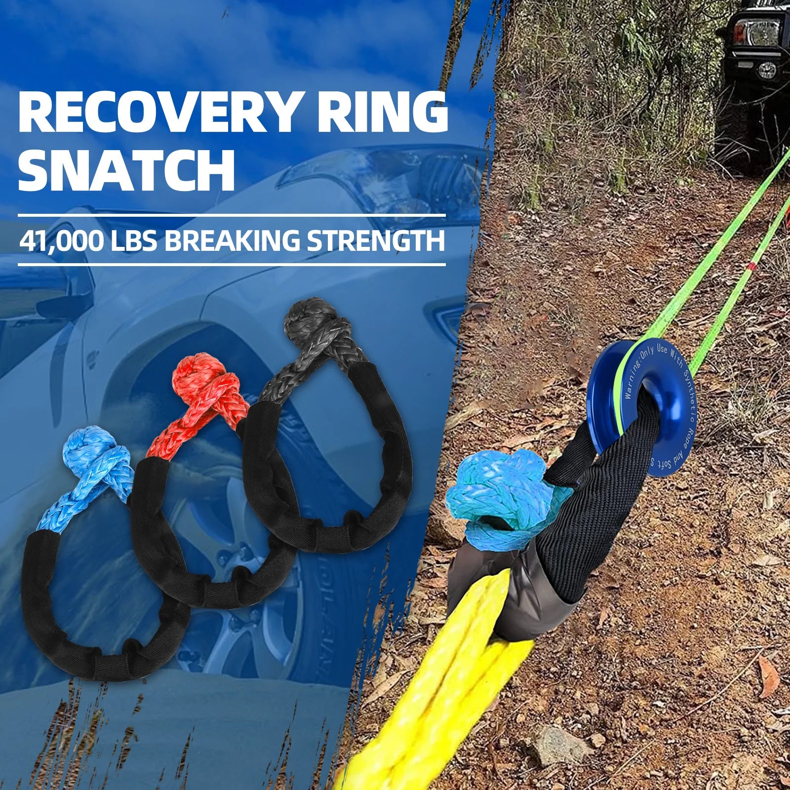 Rugged Road Soft Shackle + Recovery Ring Kit”