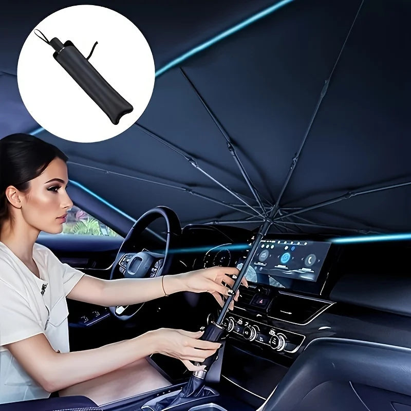 Rugged Road Foldable Car Windshield Sun Shade – Heat Blocking UV Protector (Fits Most Cars)