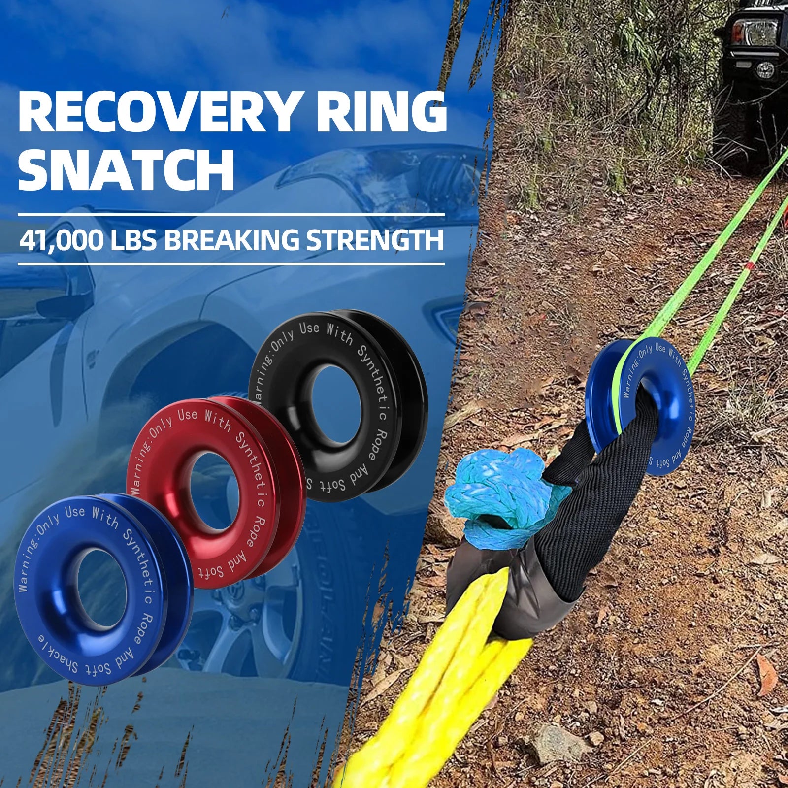 Rugged Road Soft Shackle + Recovery Ring Kit”